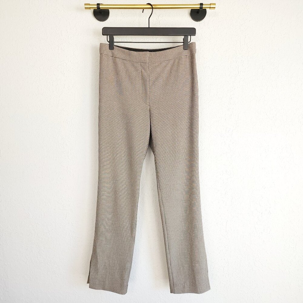 Aritzia Babaton 8 Brown Houndstooth Mid-Rise Slim Fit Ankle Slit Numero Pant - Picture 1 of 14